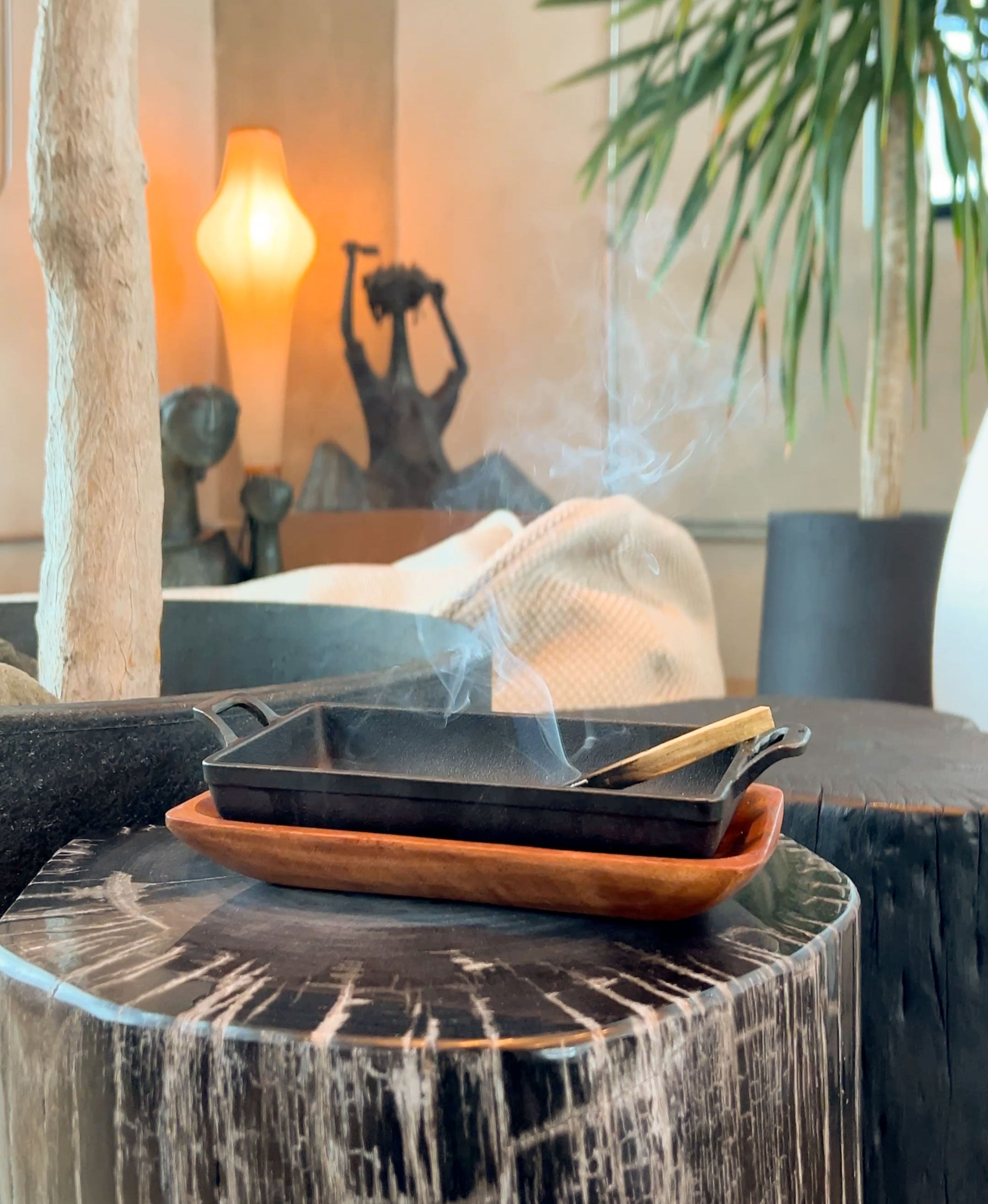Cast Iron Burner + Wood Tray Set
